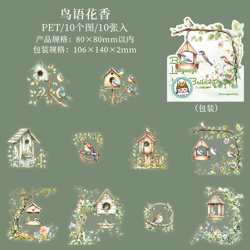 Birdsong Series Landscaping Pet Stickers 6 Styles 10 psc