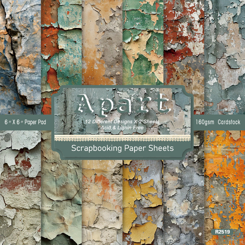 Peeling Paint Background Paper Single-Sided for Scrapbook - 24 Sheets - ViktaShop
