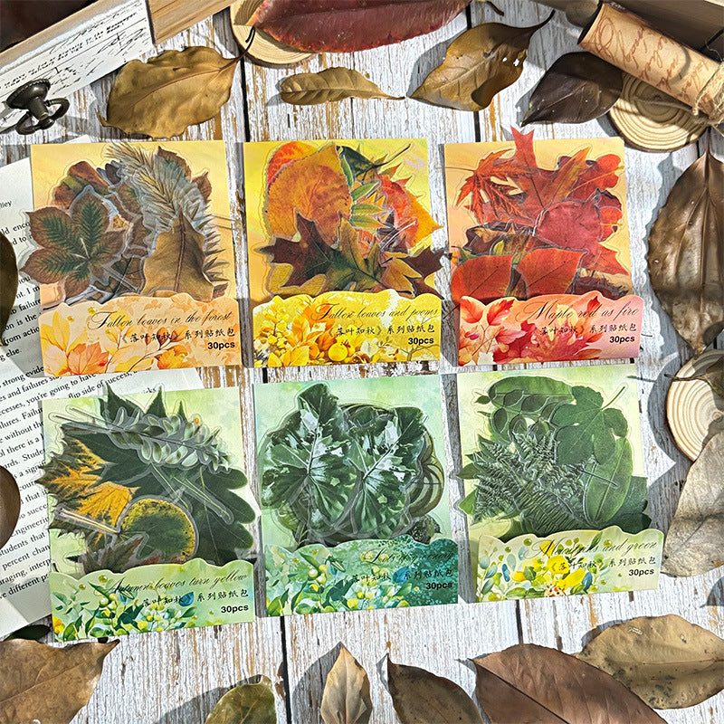 Cross-border Fallen Leaves Series Retro Collage Stickers 6 Options - ViktaShop