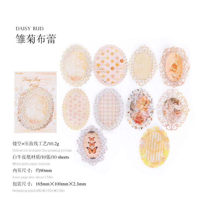 Flower Dream Vintage Lace Paper stickers 10 psc