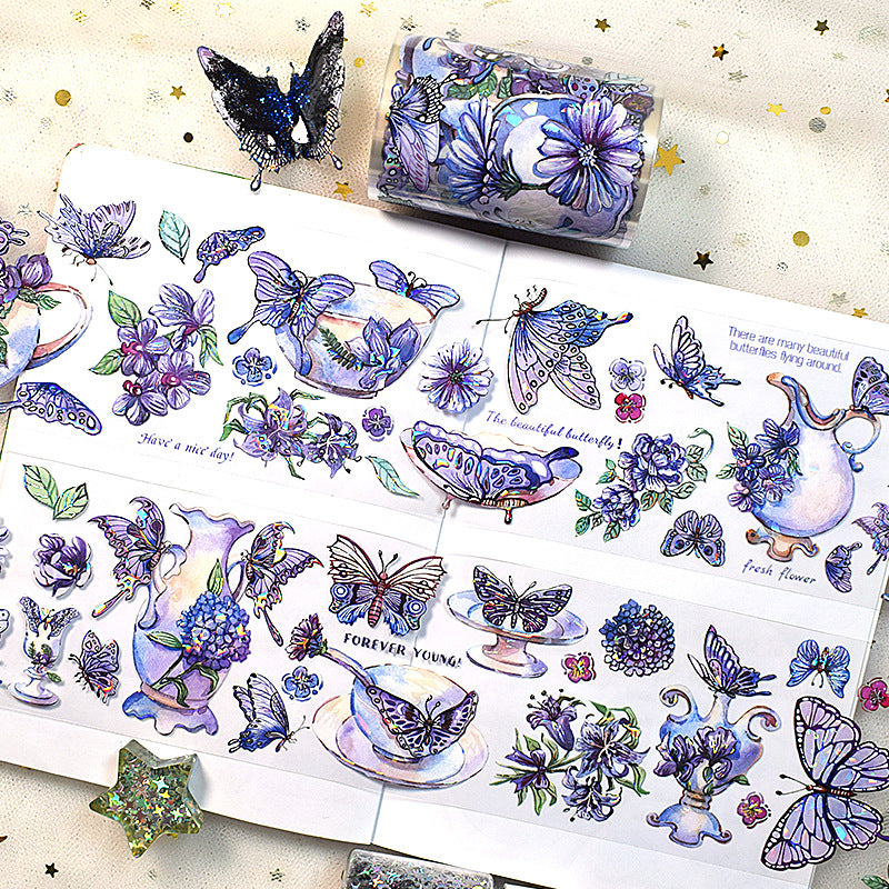 Floral PET Journal Tape - Shell Light Decorative Stickers, 2m - ViktaShop