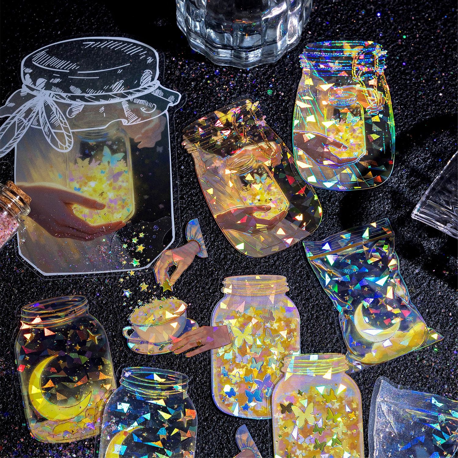 Bottle series PET stickers 10 psc