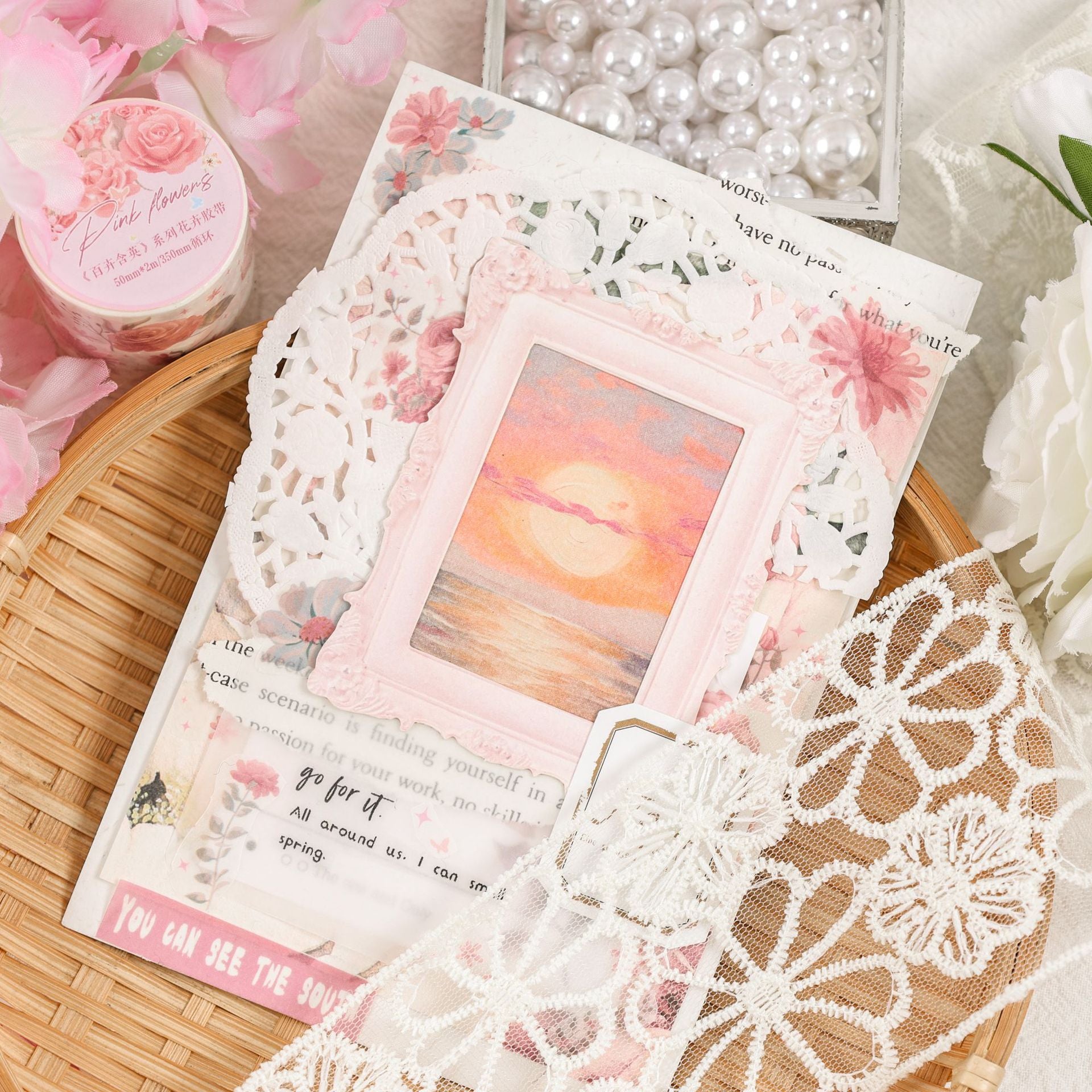 Notebook Tape – Lace Landscape Stickers, DIY Decoration, 2m - ViktaShop