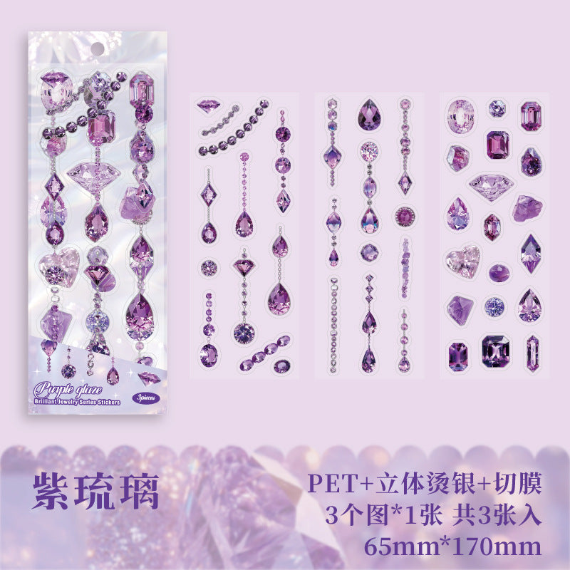Brilliant Gemstone Hot Stamping, Crystal Stickers, 3 Pcs - ViktaShop