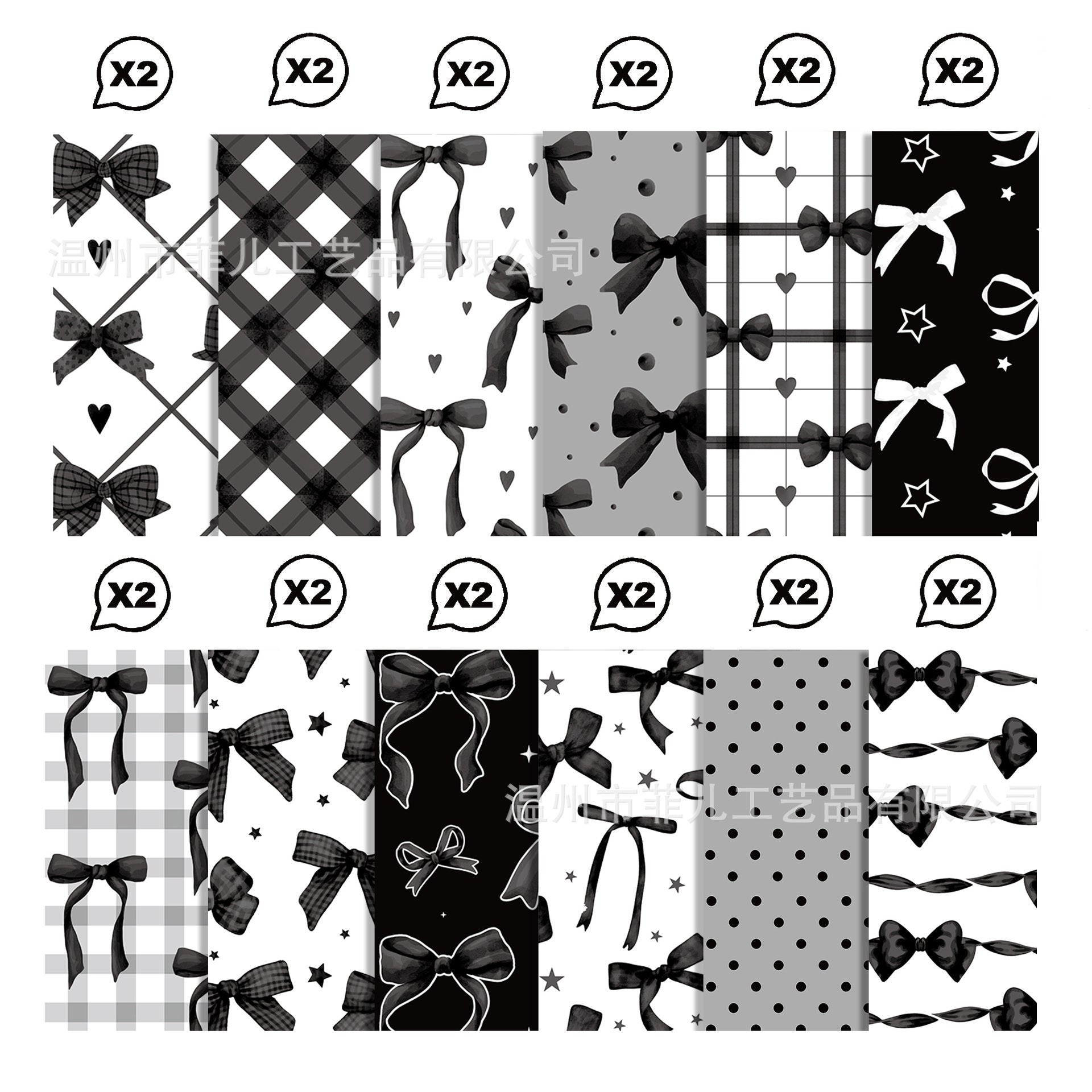 Black Bow Background Paper - Dark Princess Style, 24 Sheets - ViktaShop