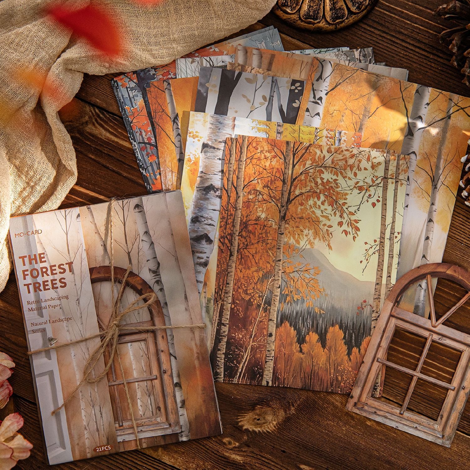 Natural Landscape Series Retro Background Paper, 6 Options - ViktaShop