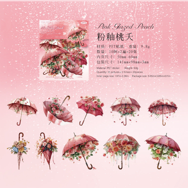 Flower umbrella PET sticers 10 psc