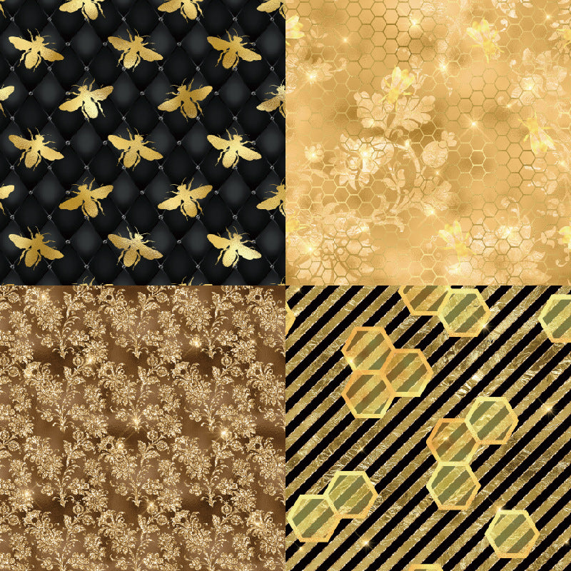 Golden Hive Background Paper – Single-Sided, 24 Sheets - ViktaShop