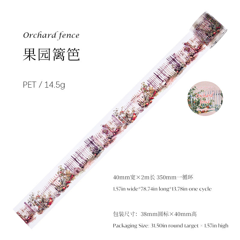 PET White Ink Tape - Courtyard Fence Series, 2m - ViktaShop