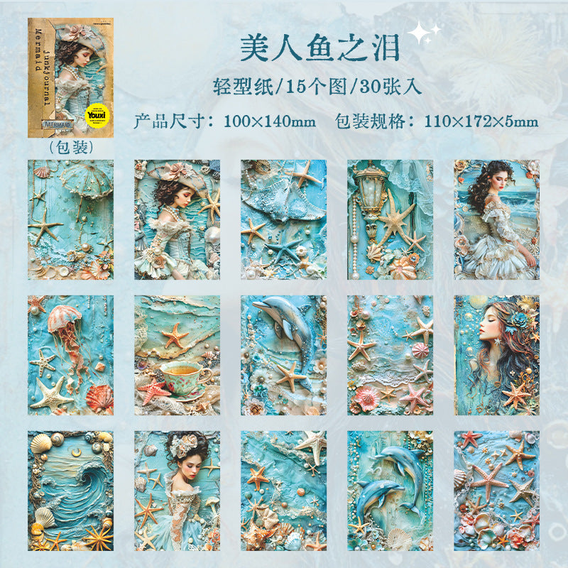 Beautiful Day Mermaid Diary Series Retro  Material Paper  6 Styles