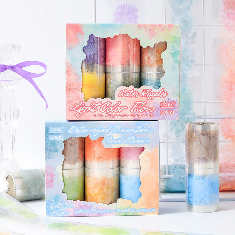 Light Color Rhyme PET Tape - Landscape Die-Cut Design, 2m - ViktaShop