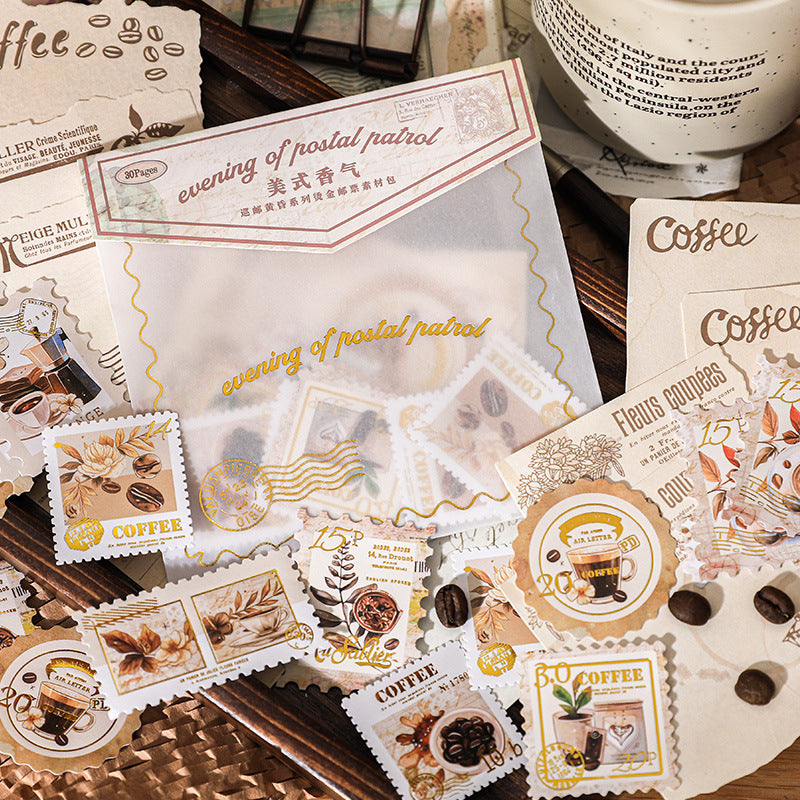 Paper trace material  paper stickers package 30 psc 6 styles