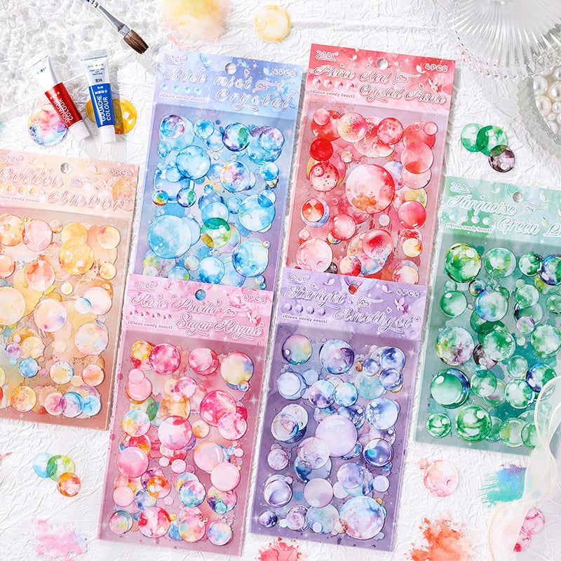 Glass Candy Heart PET Stickers - Transparent Splash Ink Style - ViktaShop