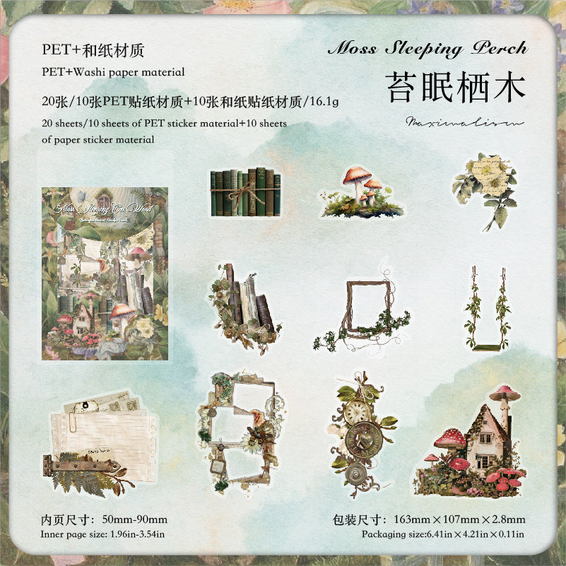 Mo ink vintage PET stickers 10 psc