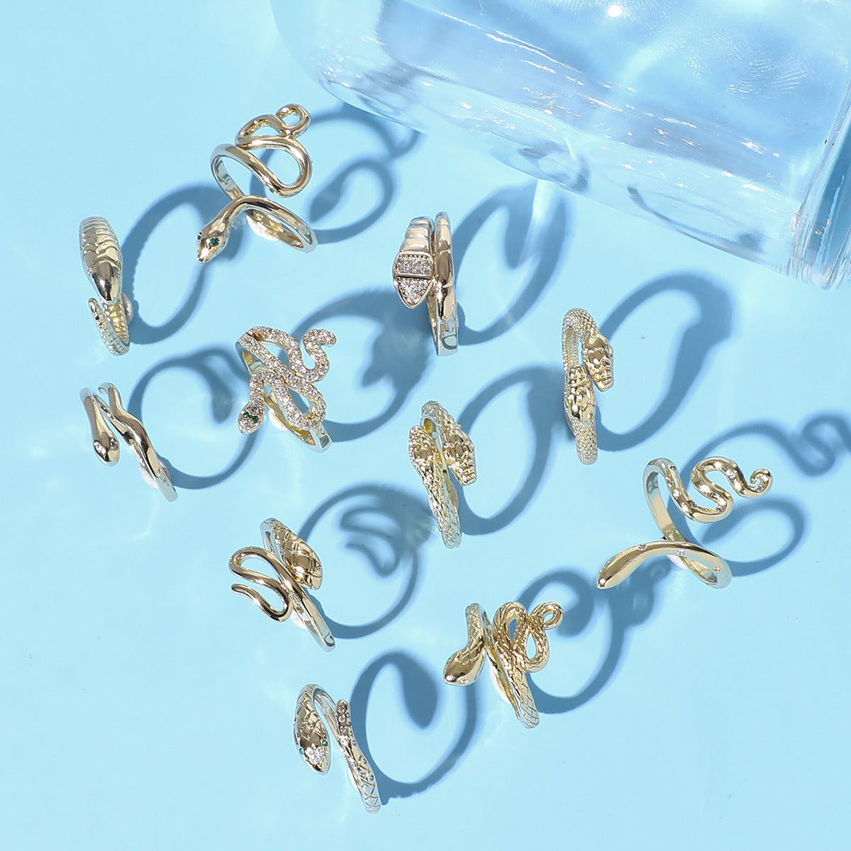 Gold Plated Snake Ring – Adjustable, 10 Options - ViktaShop