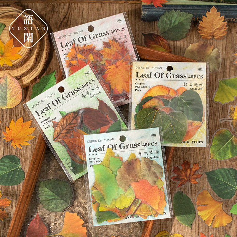 PET Leaf Sticker Pack - 40 Pcs - ViktaShop