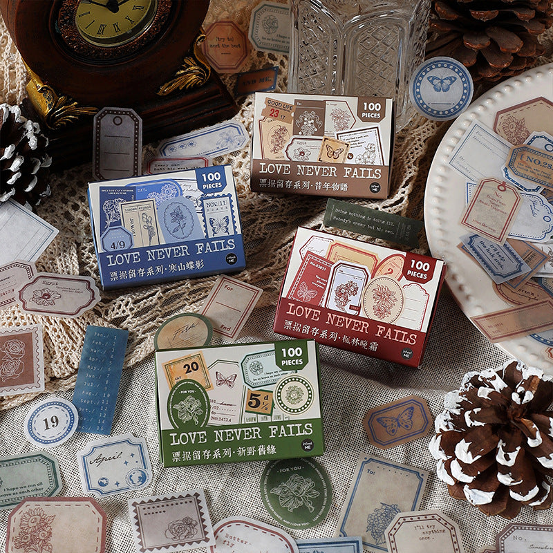 Retro Paper Sticker Pack – Border Label Bill Decoration Stickers, 4 Options - ViktaShop