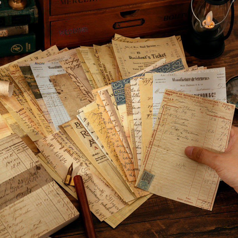 Vintage Material Paper Book of Retro Scrapbooking Paper, 100 Sheets