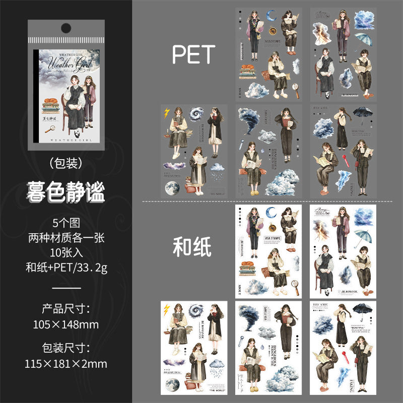 Girl Character PET stickers 10 sheets