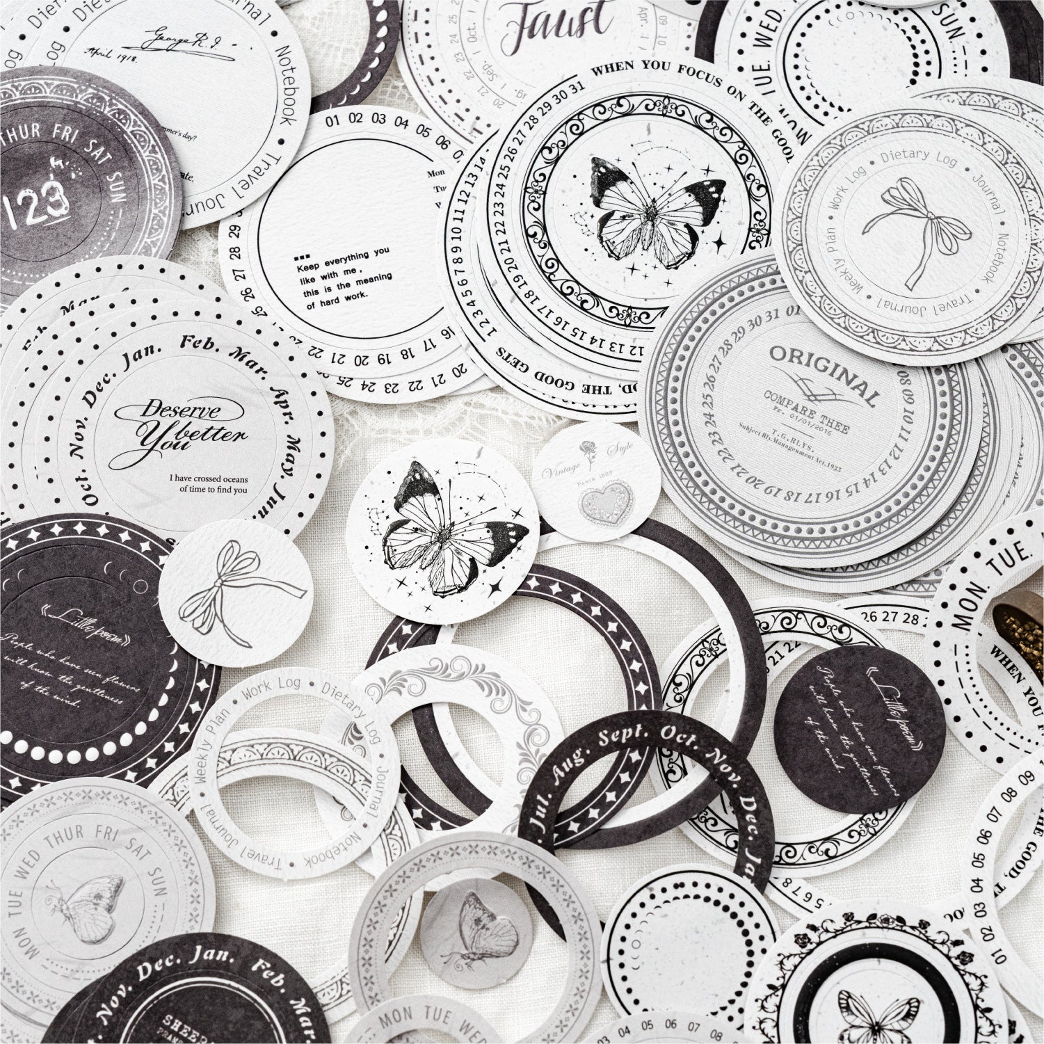 White Kraft Paper Relief Decoration - Night Wind Retro Notes, 6 Options - ViktaShop