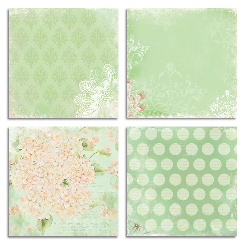 Soft Green DIY Background Pattern Paper - 24 Sheets - ViktaShop