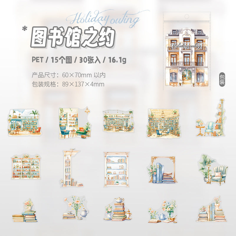 Holiday Travel Series Landscape Collage Material PET Stickers, 6 Options - ViktaShop