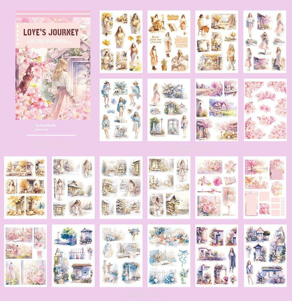 Sticker Book – Retro Figure & Flower Die-Cut, Hand Account PET Stickers - ViktaShop