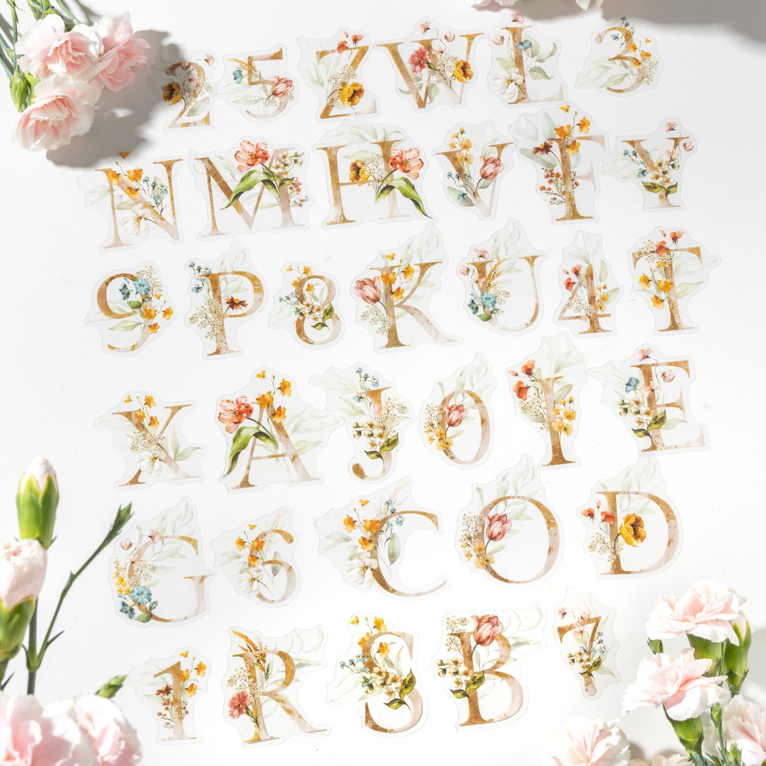 PET Sticker Set - Flower Flowing Light Series, 36 Sheets - ViktaShop