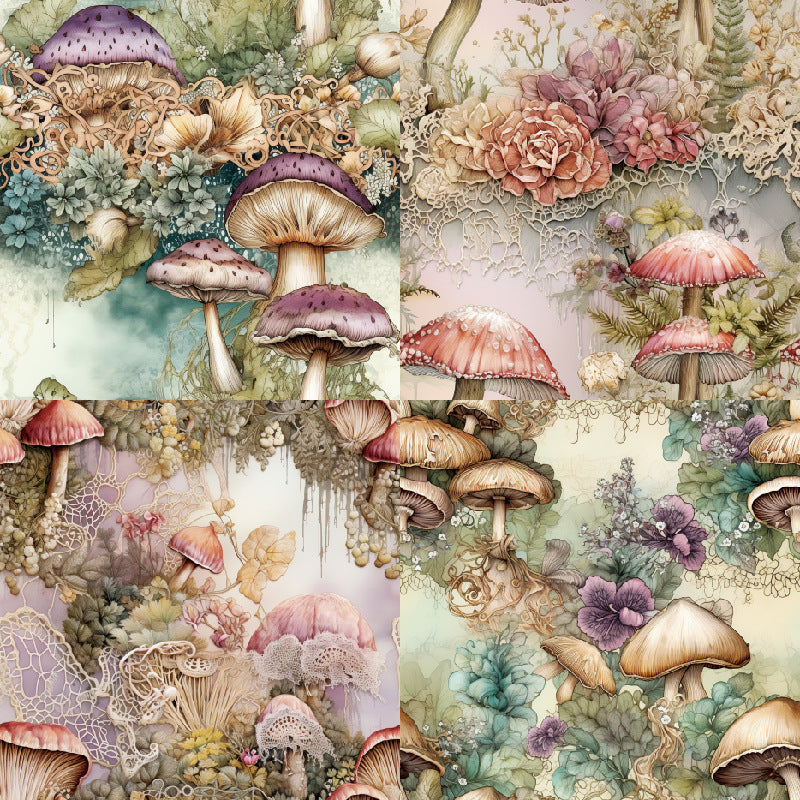 Mushrooms paper material background 10 sheets