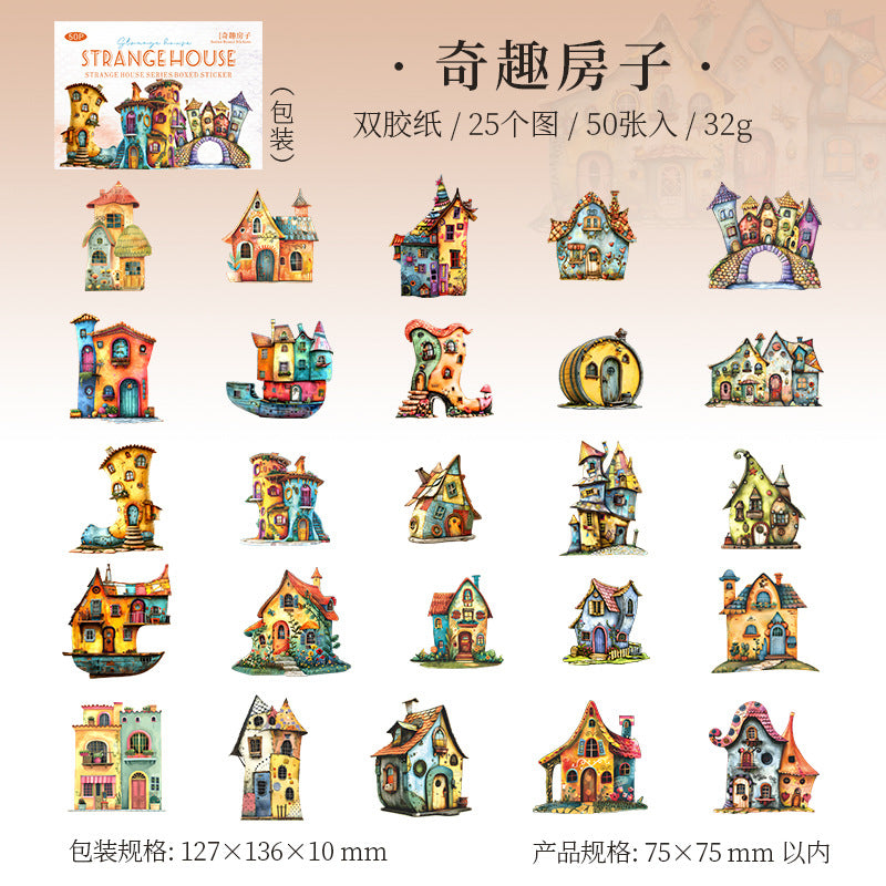 Strange House Series  Hard Card Paper Stickers 4 Styles 25 Pcs