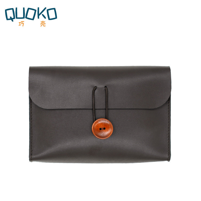 Wooden Button Small Storage Bag – Digital Accessories & Cosmetics - ViktaShop