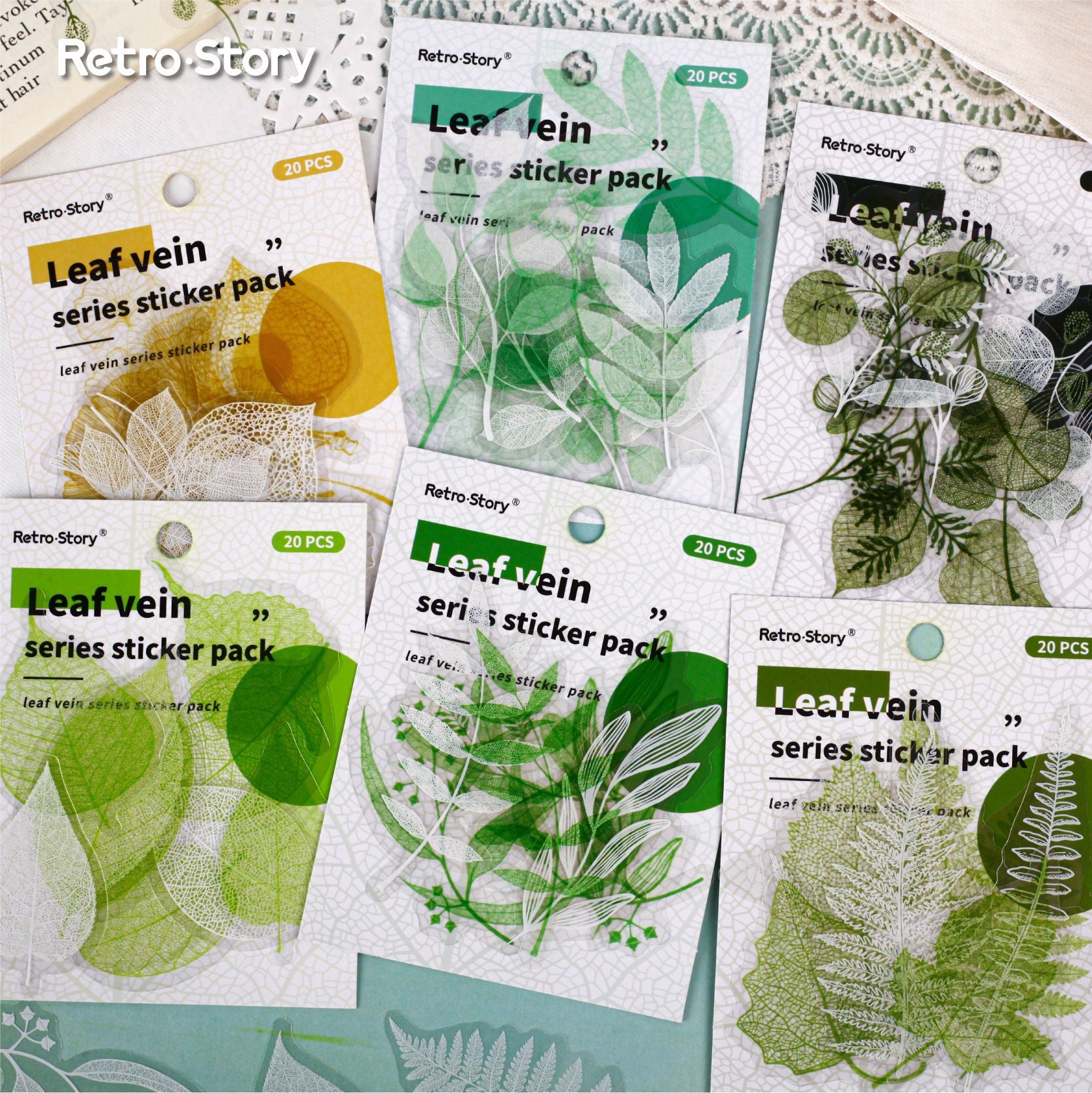 Leaf Series Stickers, 6 Options - ViktaShop