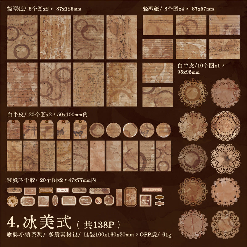 Material Bag – Coffee Town Series, Coffee Theme, 138 Pcs - ViktaShop