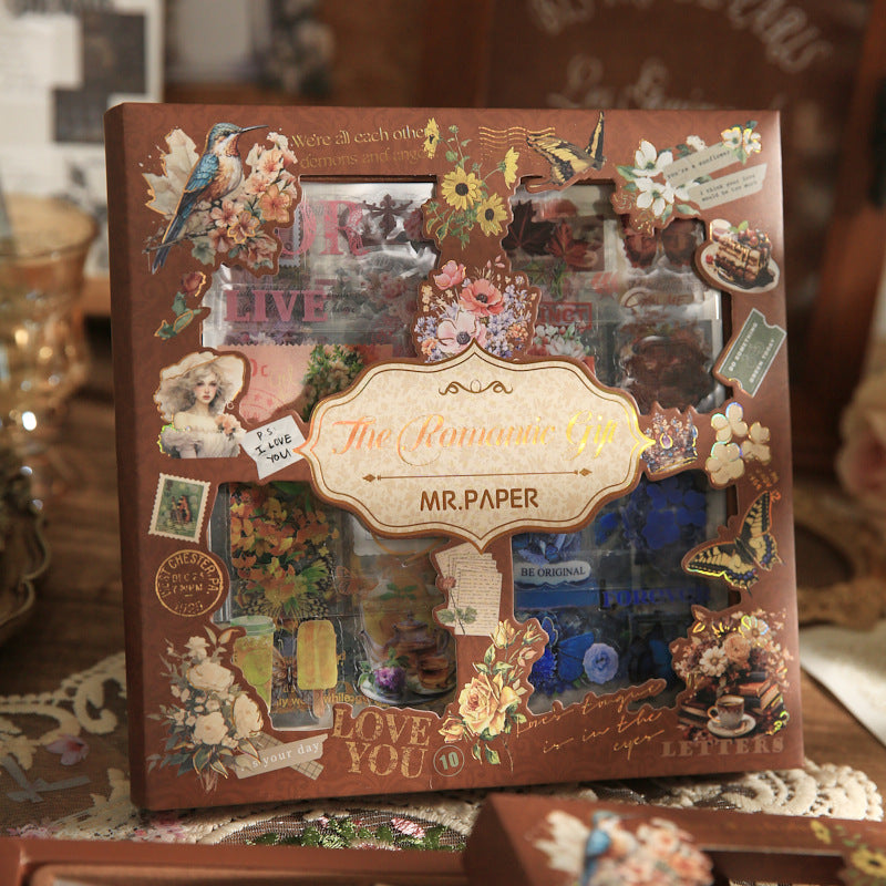 Vintage Sticker Gift Box - Romantic Gift Series, 100 Pcs - ViktaShop