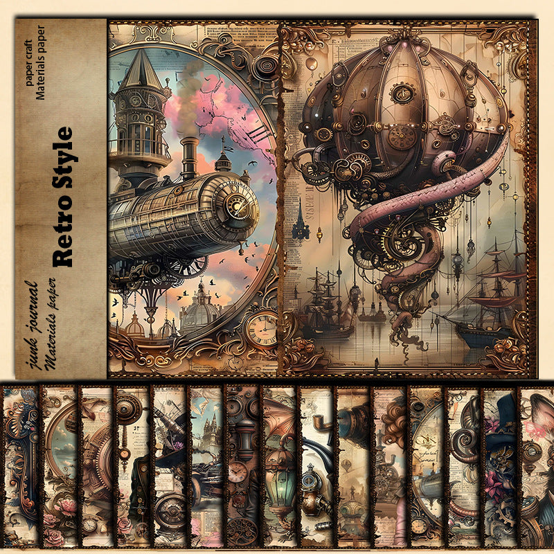 Abstract Mechanical Wind Pattern Paper - Weird World Series, 15 Sheets - ViktaShop