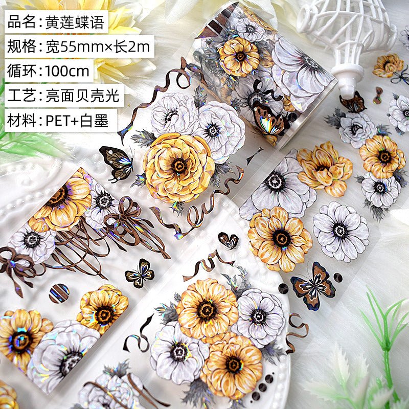 Plant Small Flowers PET Tape – Bright Decorative Collage Material, 2m - ViktaShop