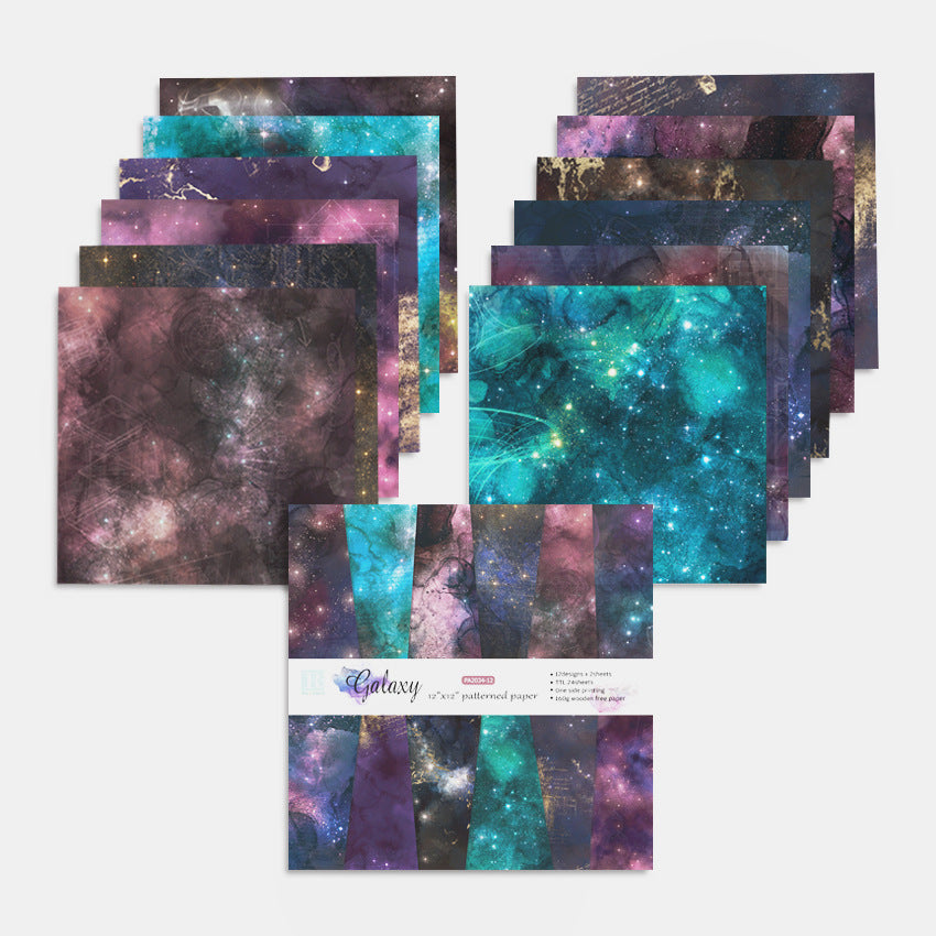 Galaxy DIY Photo Album Background Paper Pattern Paper - 24 Sheets - ViktaShop