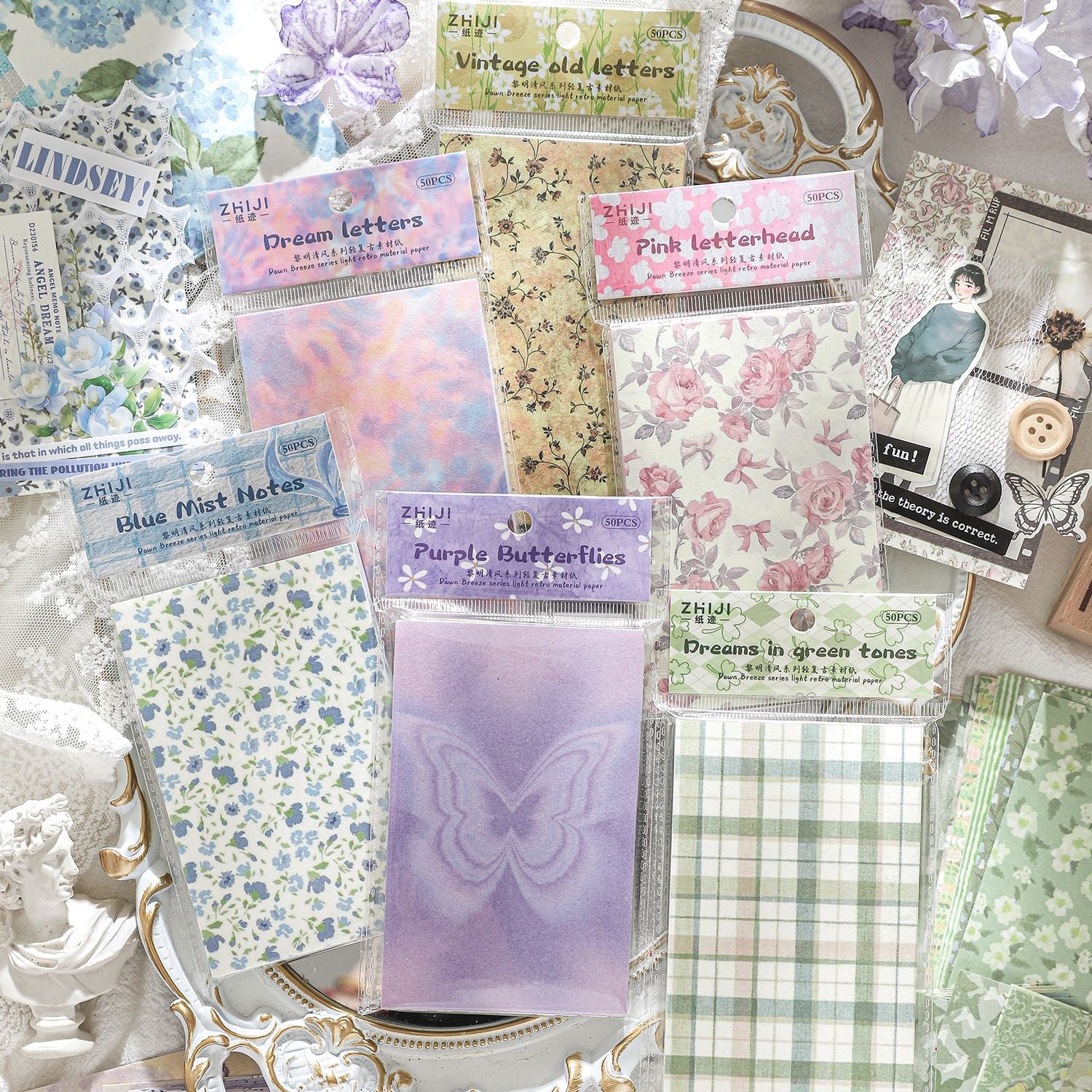 Paper Traces Light Retro Paper – Dawn Breeze Series, 6 Options - ViktaShop