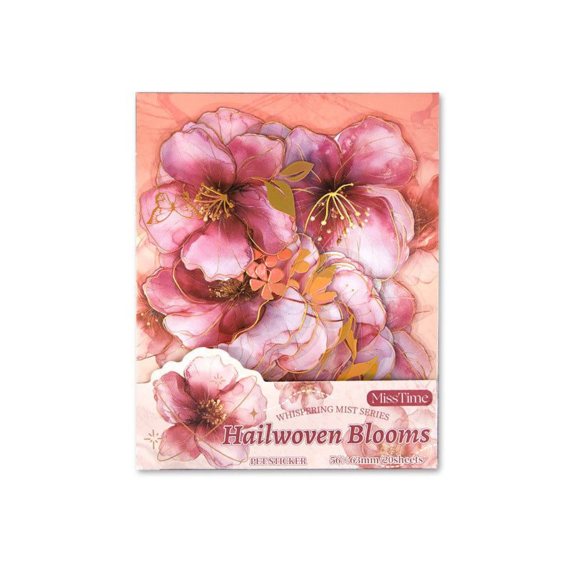 Light magic fog flower  PET bronzing stickers  20 psc