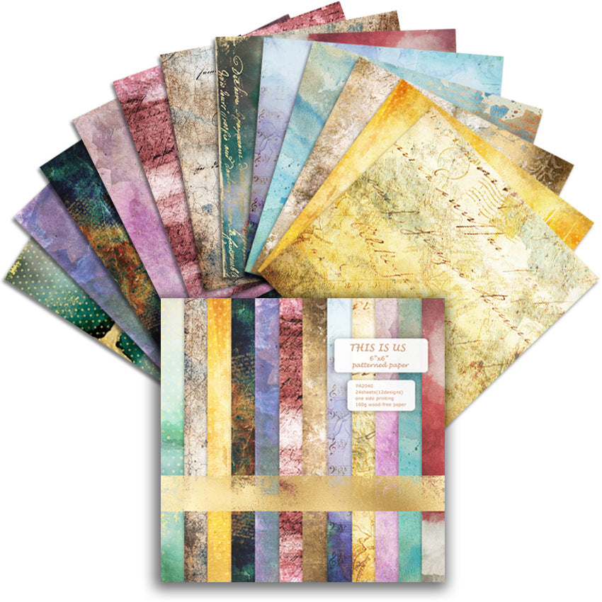 Retro Colorful DIY Scrapbook & Journal Background Paper - Single-Sided, 24 Sheets - ViktaShop