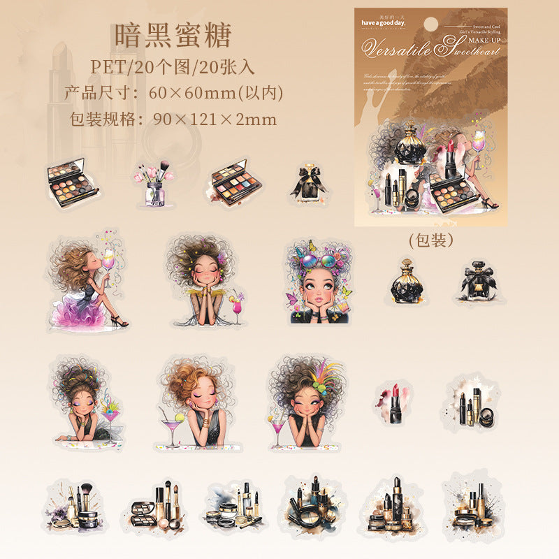 Girls Beauty Theme Pet Stickers  4 Styles 20psc