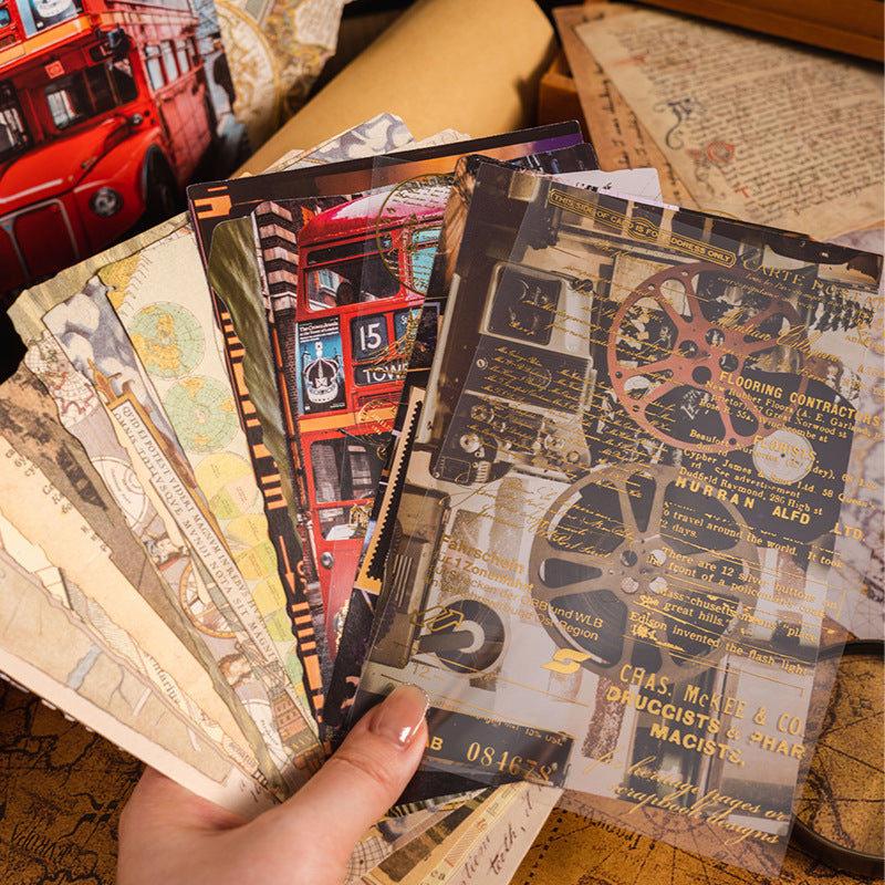 Retro Research Record Paper - Gilded Simulation Book Pages, 6 Options - ViktaShop