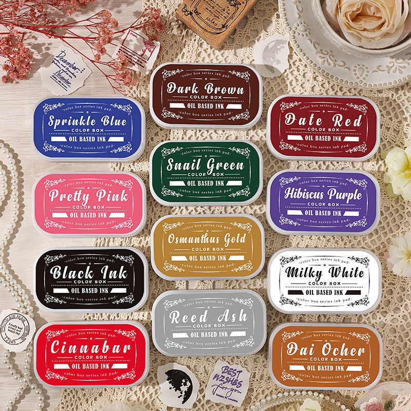 Special Color Box Series Oily Ink Pad Set – 12 Colors - ViktaShop