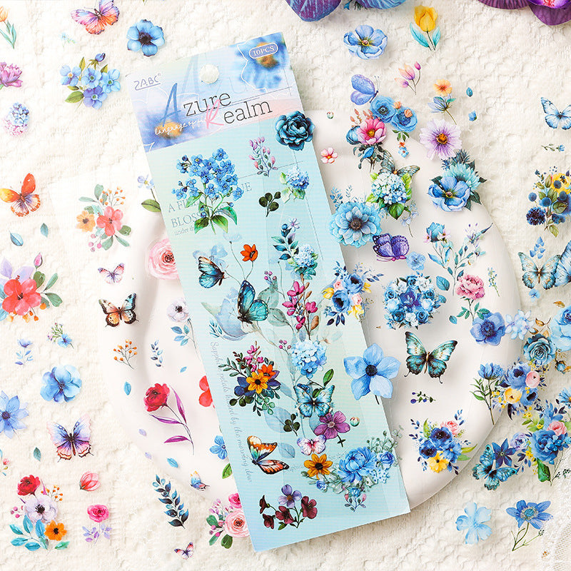 Pet Die-Cut Flat Stickers, Streamer Flower Series, 10 psc