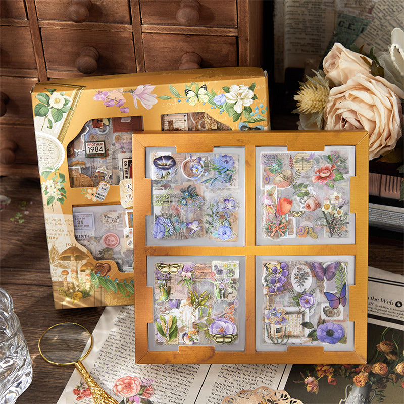 Retro Estate PET Sticker Gift Box – Floral & Plant Theme - ViktaShop