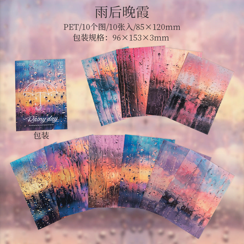 Rainy season time PET stickers 10 psc