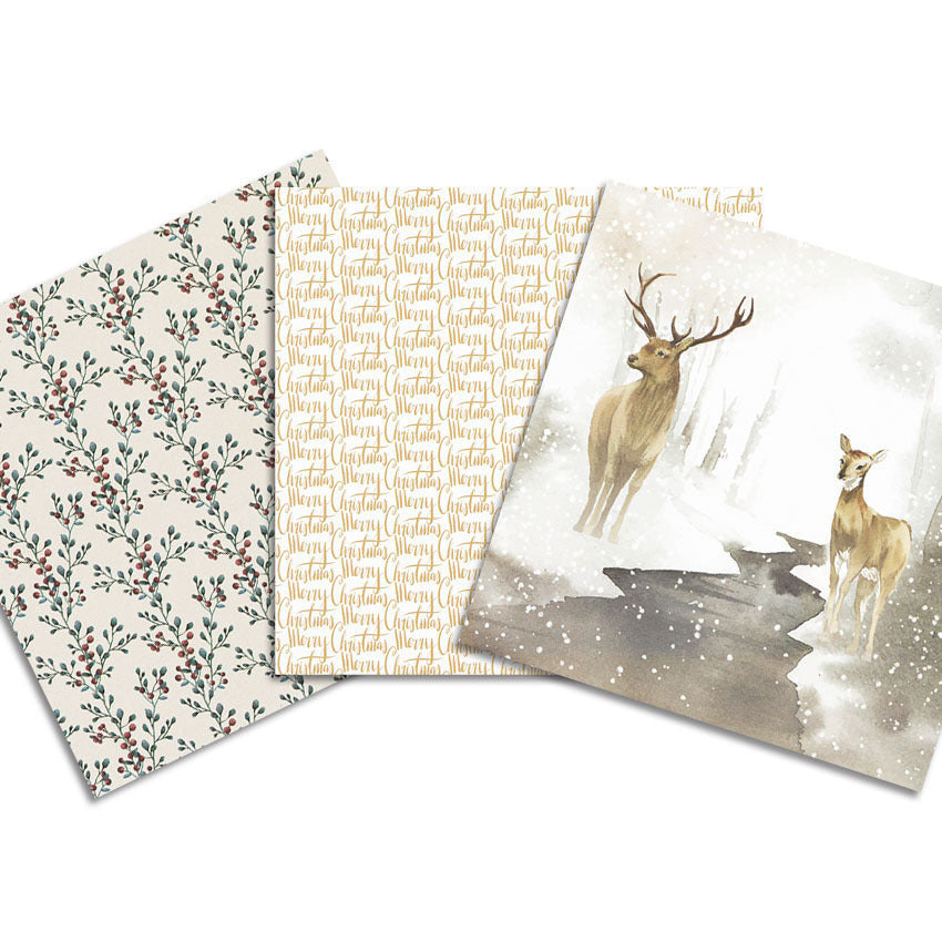 Christmas Winter Pattern Background Paper, 24 Sheets - ViktaShop