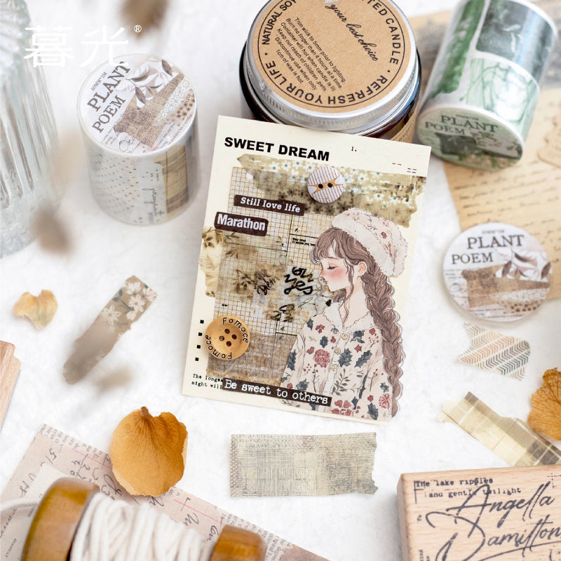 Die-Cut Tape – Poetry of Plants and Trees Series, Light Retro, 4 Options - ViktaShop