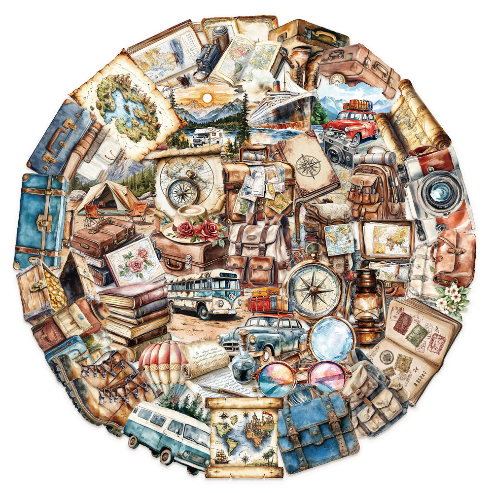Retro Travel Stickers – Waterproof Decorative Stickers, 50 Pcs - ViktaShop