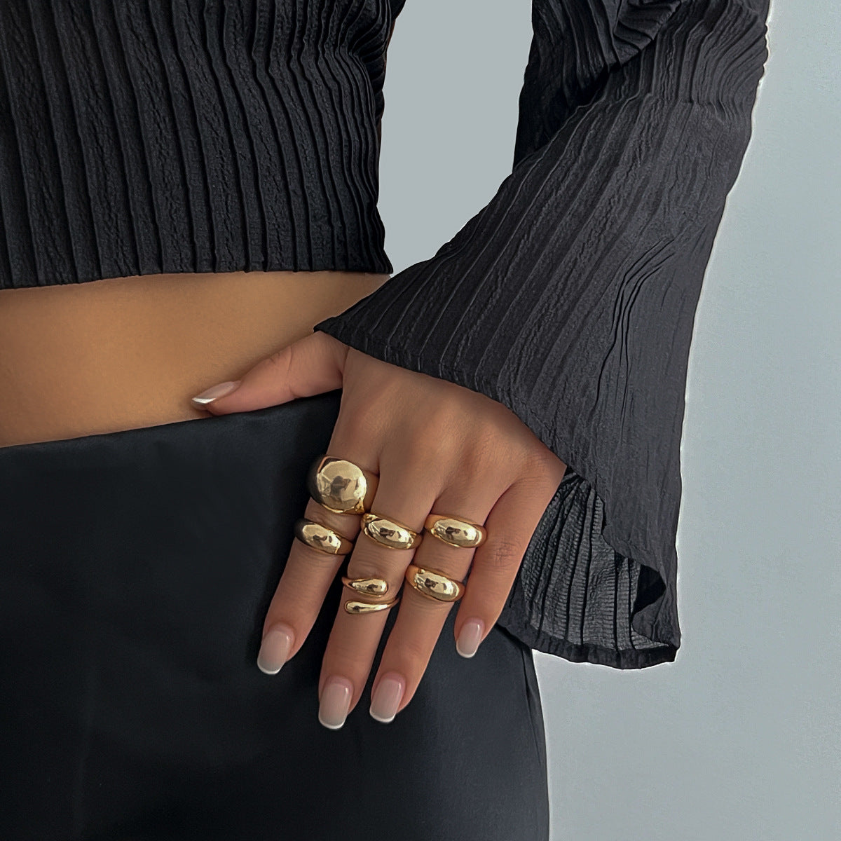 Vintage Minimalist Glossy Chunky Ring, 16 Options - ViktaShop